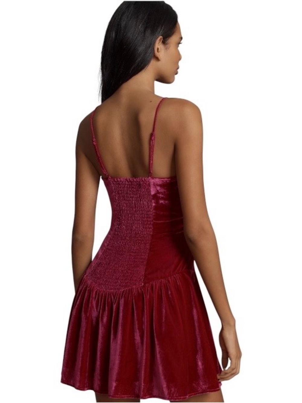 Anthropologie Crushed Velvet Dropped Waist Mini Dress Size Medium NWT - Picture 2 of 16